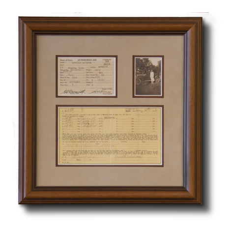 bill  of sale and photo framed